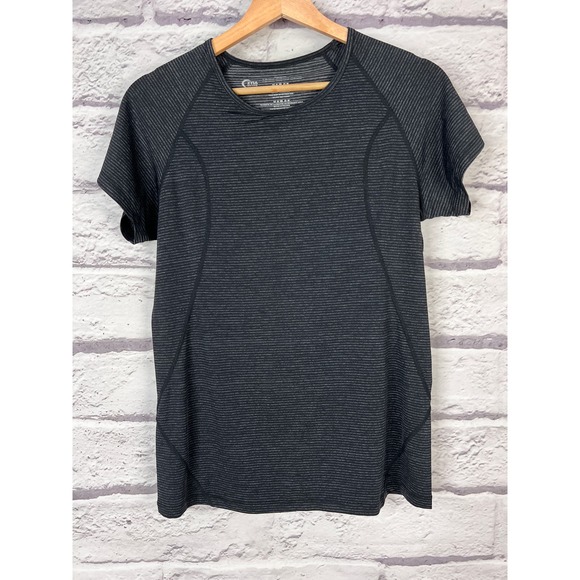 ZYIA ACTIVE Women's L Gray Black Perforated Mesh Stretch Nylon Gym Active Shirt - Picture 6 of 6